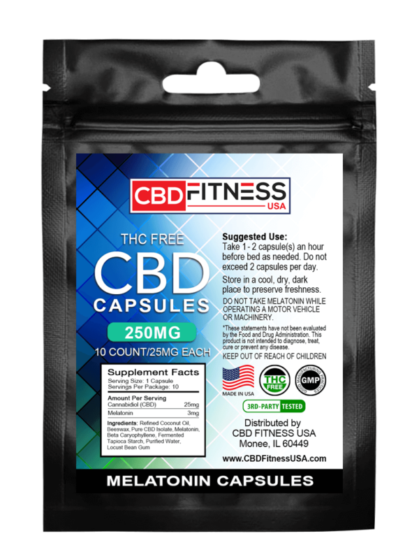 250mg THC Free Melatonin Capsules 10 Pack Trial Size